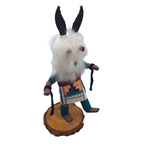 Kachina Handmade Doll Signed 8 Inch Wolf AM Native American Indian Art Wood Fur - Picture 14 of 14